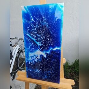 Abstract Blue and White Canvas Art